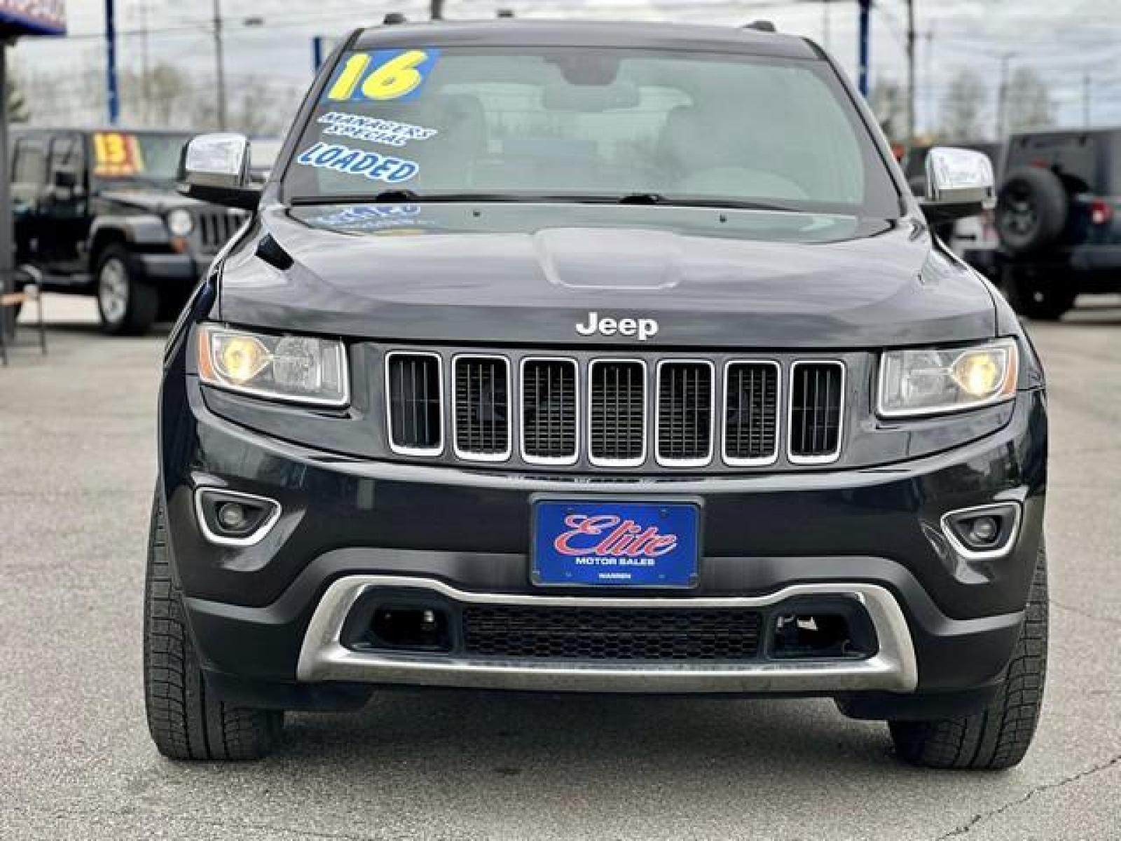 2016 BLACK JEEP GRAND CHEROKEE (1C4RJFBG2GC) with an V6,3.6L(220 CID),DOHC engine, located at 14600 Frazho Road, Warren, MI, 48089, (586) 776-3400, 42.485996, -82.974220 - Photo #1