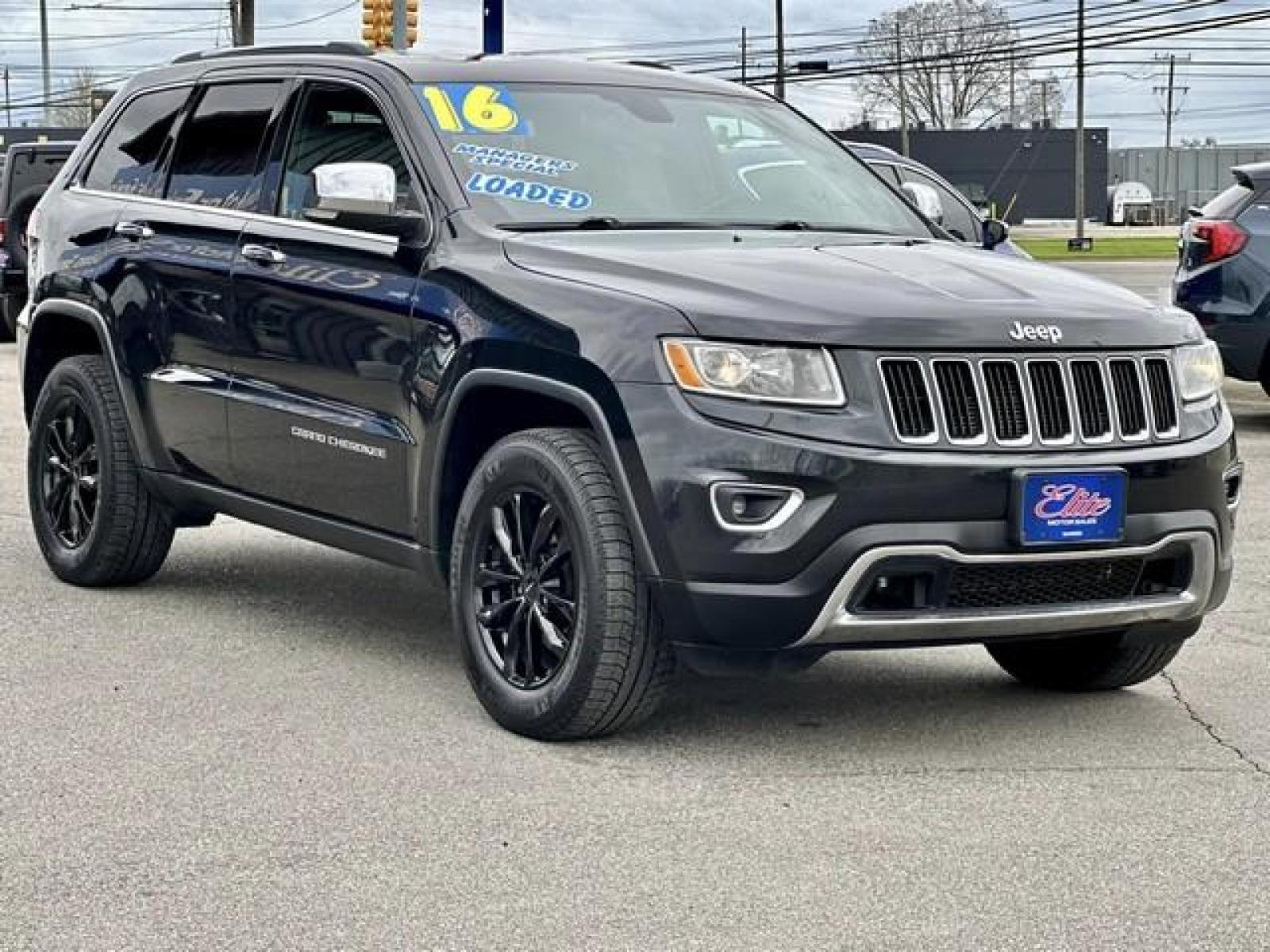 2016 BLACK JEEP GRAND CHEROKEE (1C4RJFBG2GC) with an V6,3.6L(220 CID),DOHC engine, located at 14600 Frazho Road, Warren, MI, 48089, (586) 776-3400, 42.485996, -82.974220 - Photo #2